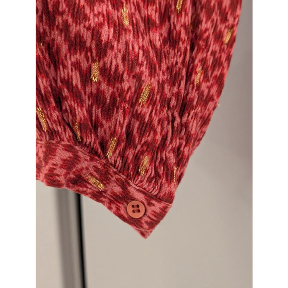 Women's PAIGE Red Gold Patterned Blouse S - Picture 5 of 5